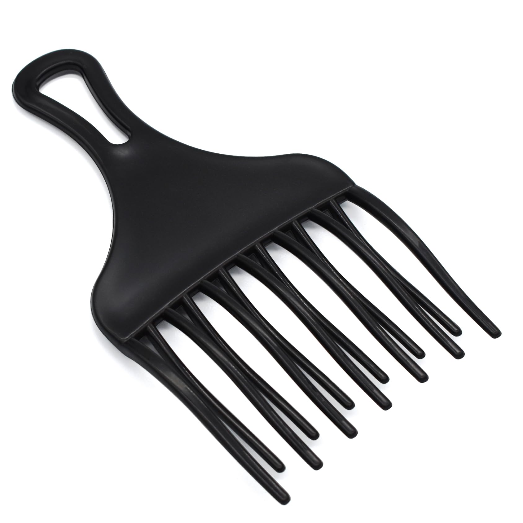 Professional Afro Pick Comb - Wide Tooth Detangling Hair Fork Comb for Men Women Barber Salon (L), Black