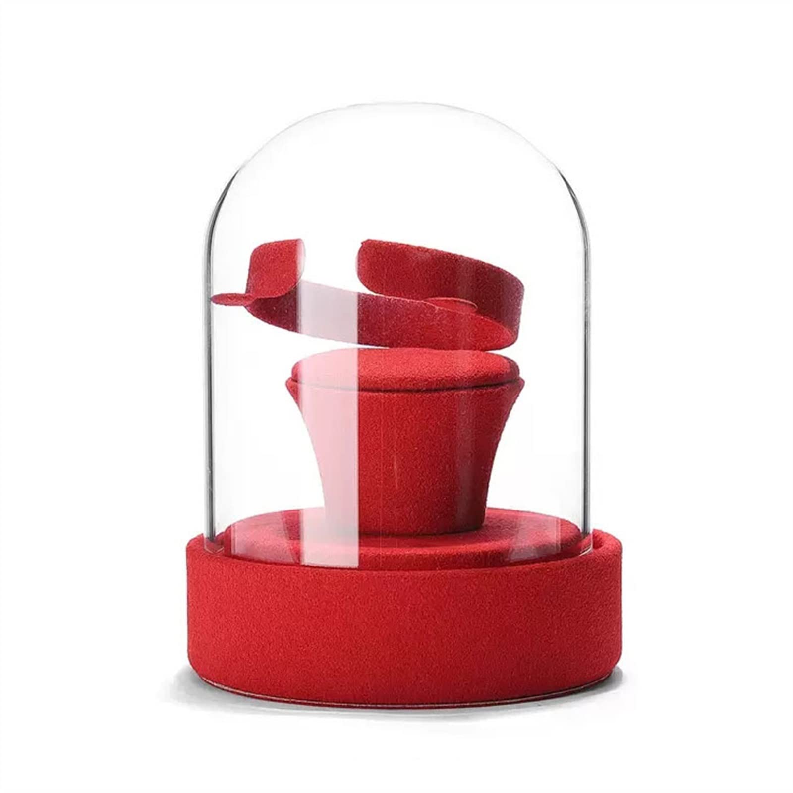 CJHFR472SG Jewelry Organizer Stands Bracelet Holder Velvet Jewelry Organizer Stand and Display with Glass Lid Decorative for Show Selling Jewelry Display Stand(Red)