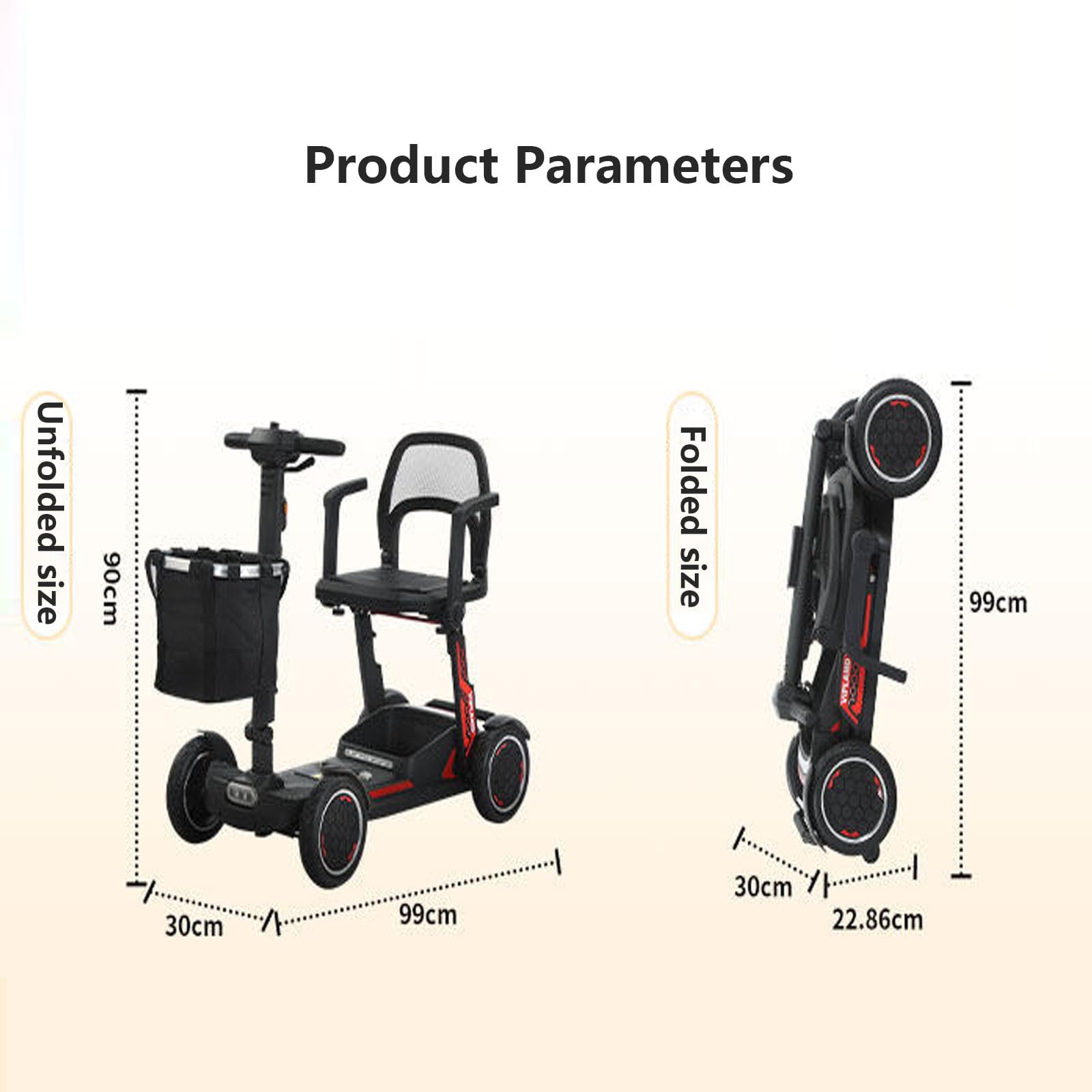 Scooter Plegable De Movilidad, Scooters De Movilidad Para Adultos, Diseño Cómodo Y Plegable, Scooters De Movilidad De 4 Ruedas Con Autonomía Mejorada. 20A