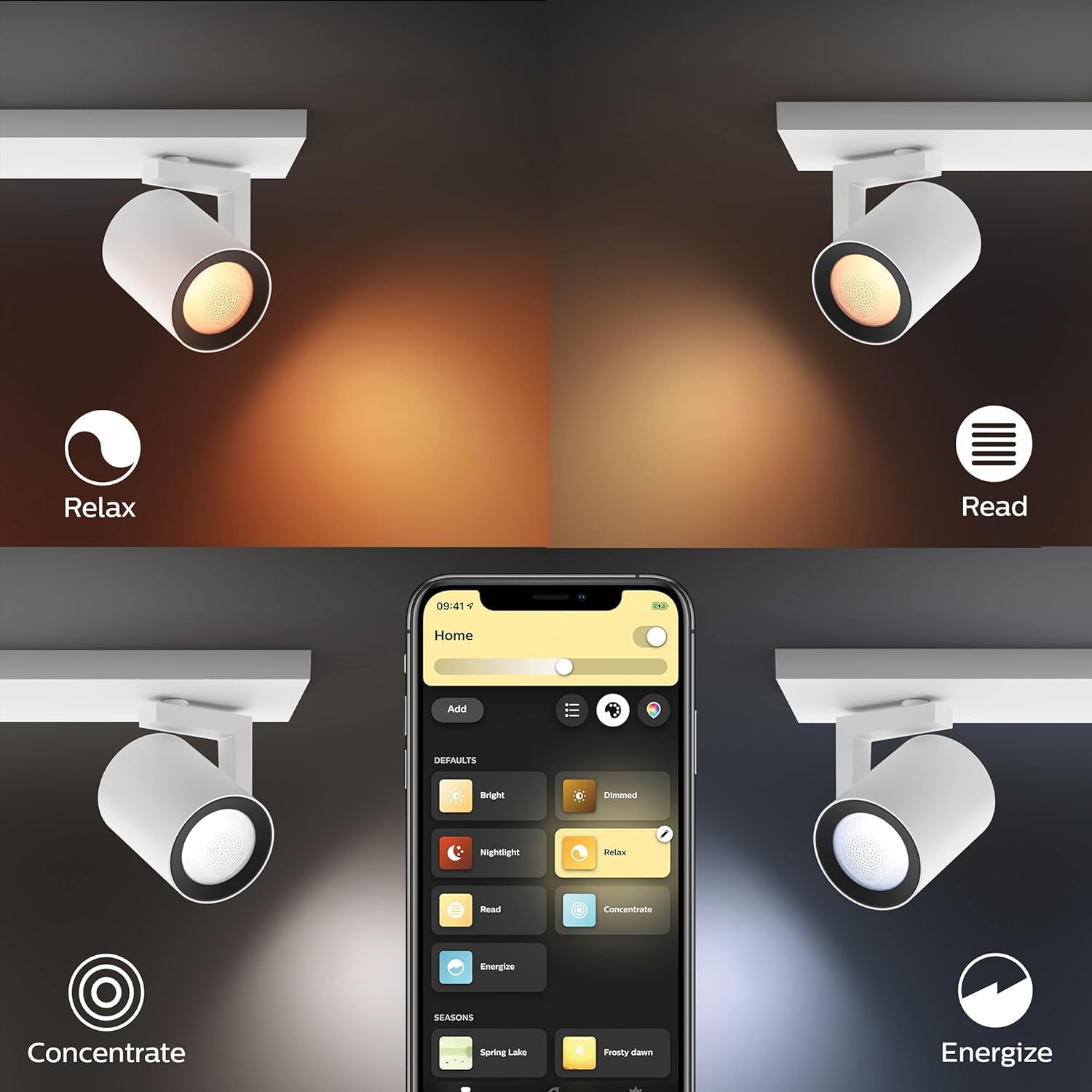 Philips Hue Argenta White & Color Ambiance Lampada da soffitto con tre faretti, faretti LED dimmerabili per il sistema Hue, controllo intelligente della luce tramite voce e app, bianco.