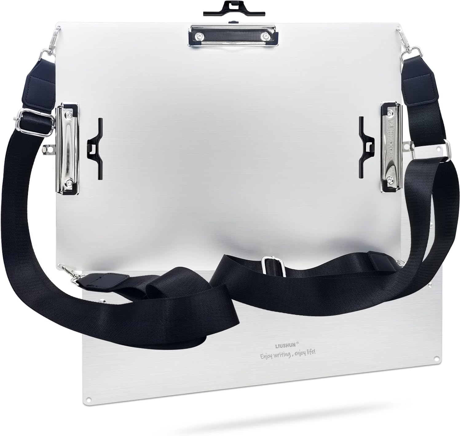 Aluminum 11x17 Clipboard with 2 Dedicated Shoulder Strap Three Clip, Metal Hangable Clipboards Art Pen Holder Extra Large Clip Board for Field Drawing Business Office Workshop (Silver, A3)