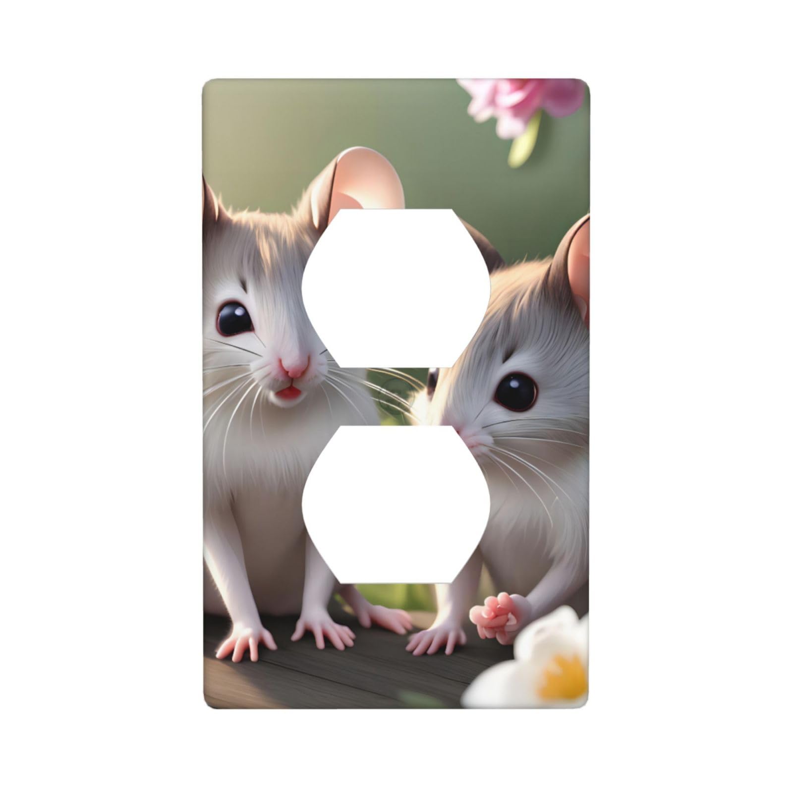 Mouse in Love Decorative Switch Plate Cover-Unbreakable Polycarbonate Wall Plate for Home Office, 1 Gang with Screws