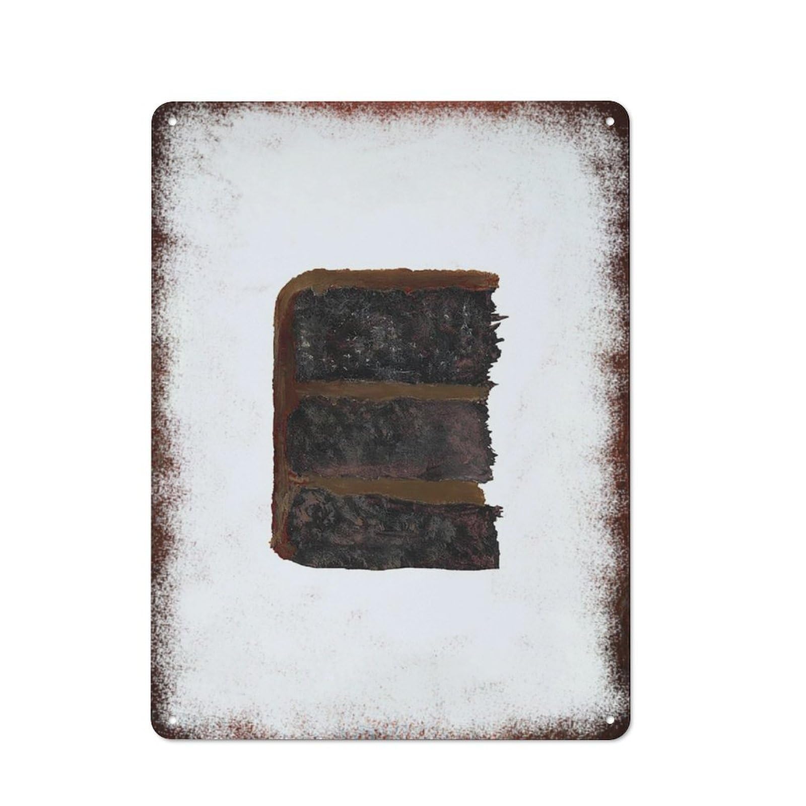 peiyeety Metal Tin Sign Chocolate Cake Slice Pattern Vintage Rustic Wall Art Kitchen Bathroom Bedroom Living Room Cafe Farmhouse Entryway Office Garage Home Bar Laundry Room Porch Patio 6x8 Inch