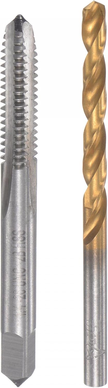uxcell 5/16-24 UNF Straight Flute Thread Tap and 6.5mm Twist Drill Bit Set, Titanium Plated 6542 High Speed Steel Drilling Bit Machine Threading Tap