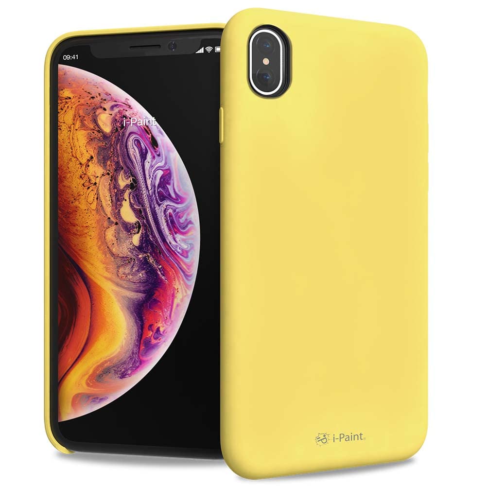 i-Paint Protective Cover for iPhone XS Max in Yellow Silicone with Microfiber Inside - Solid Case Yellow