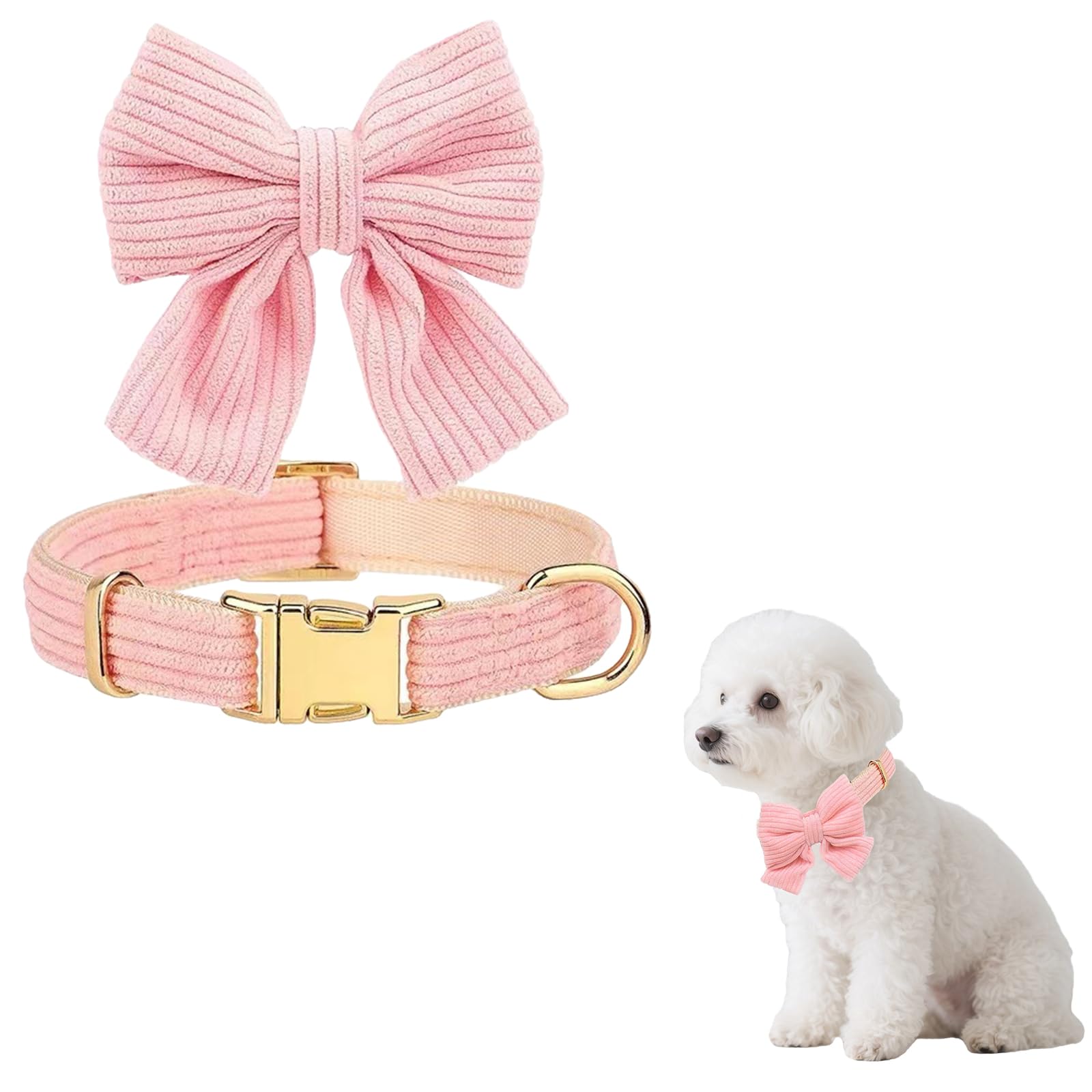 Cute Dog Bowtie Collar Adjustable Cotton Soft Collar Removable bow for Small Medium Dogs Wedding Party