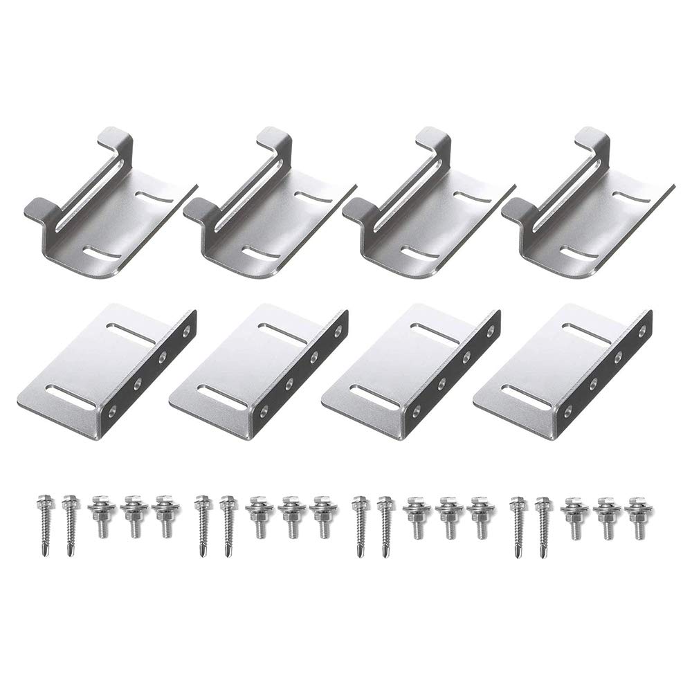 Newpowa Solar Panel Mounting Curved Z Bracket with Nuts and Bolts Supporting for RV, Boat, Wall, Off Grid Roof Installation A Set of 4 Sliver Aluminum(1 Set)