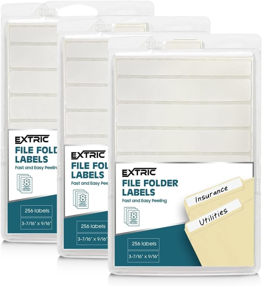 Amazon.com : File Folder Labels 3 Packs File Labels White Stickers a ...