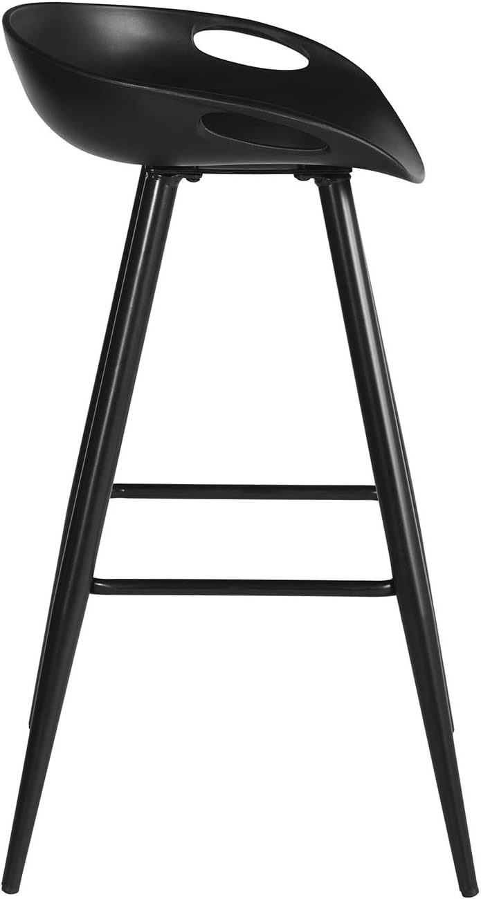 Set of 2 Bar Stools, 32.3-inch Simple Modern Style High Counter Stool with Low Backrest & Footrest & Metal Legs & PP Seat, Portable Barstools for Kitchen Island Patio Balcony, Full Black …