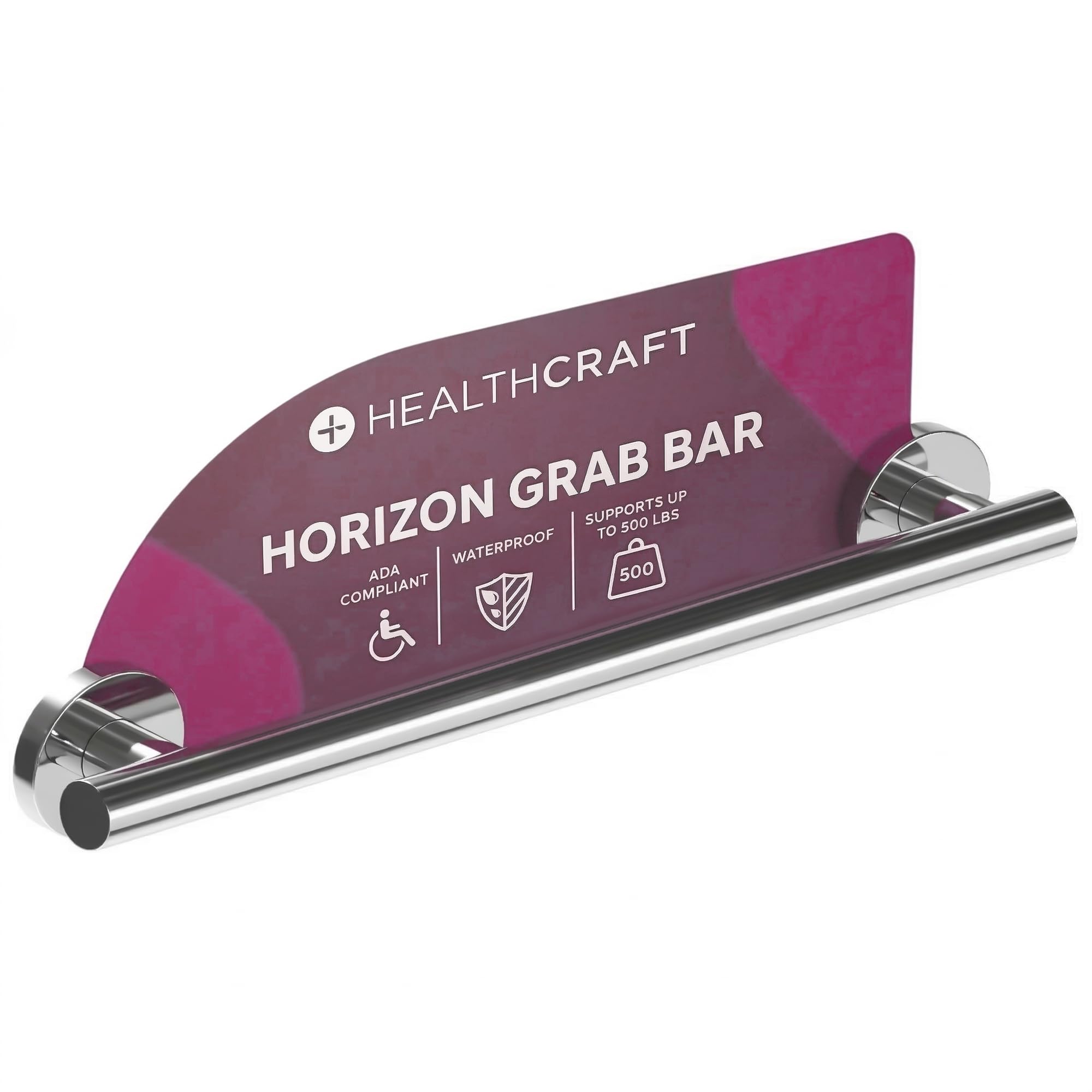 HEALTHCRAFT 18" Horizon Grab Bar, ADA Compliant Bathroom Safety Bar, Stainless Steel Shower Handle, 500 lb Support, Modern Bathroom Rail for Shower, Tub & Toilet Wall (1, Polished Chrome, 18 Inch)