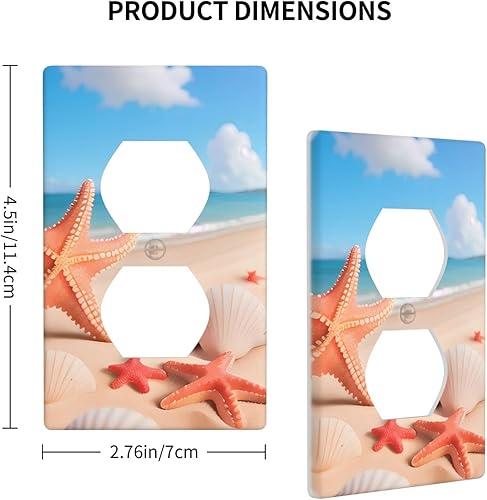 Miniatura 3 de Cubierta de placa de interruptor de luz de salida dúplex de estrella de mar para decoración de placa de pared para el hogar, dormitorio, cocina,
