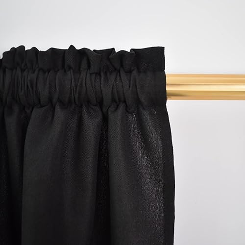 Miniatura 2 de UPOPO Cortinas negras de cocina para colocar sobre el fregadero, de lino texturizado, de 30 pulgadas de largo, cortinas cortas para caravana, baño,
