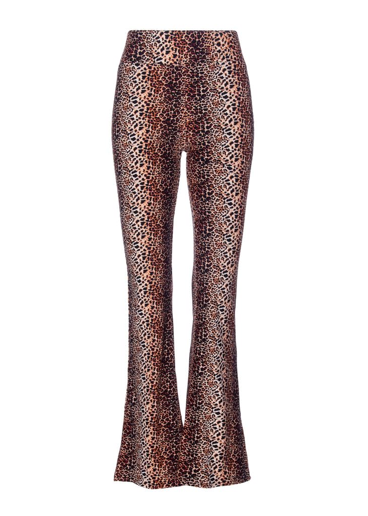 Pretty AttitudeWomens Leopard Bell Bottom Pants Animal Print Flare Pants