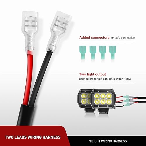 Miniatura 5 de Barra de luz LED Nilight. arnés de cableado, kit de 12V, interruptor basculante, láser de 5pines, interruptor de encendido y apagado impermeable,