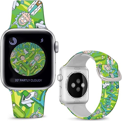 Compatible con Apple Watch Band Rick and Morty de 1.496 pulgadas/1.575 pulgadas/1.614 pulgadas/1.654 pulgadas (Serie 10), correa mágica de silicona