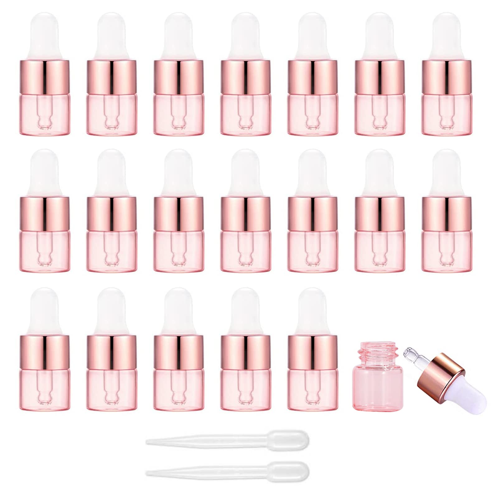 Alledomain botellas vacías mini con gotero pipetas de aleación de aluminio tapa muestras recargables para aceites