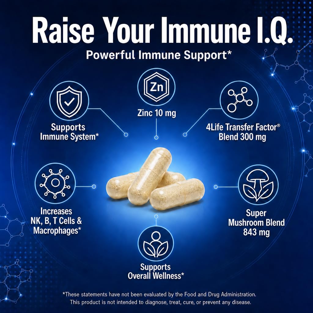 4Life Transfer Factor Plus Zinc Immune Support with Mushrooms, 60 Capsules — Amazon image 2