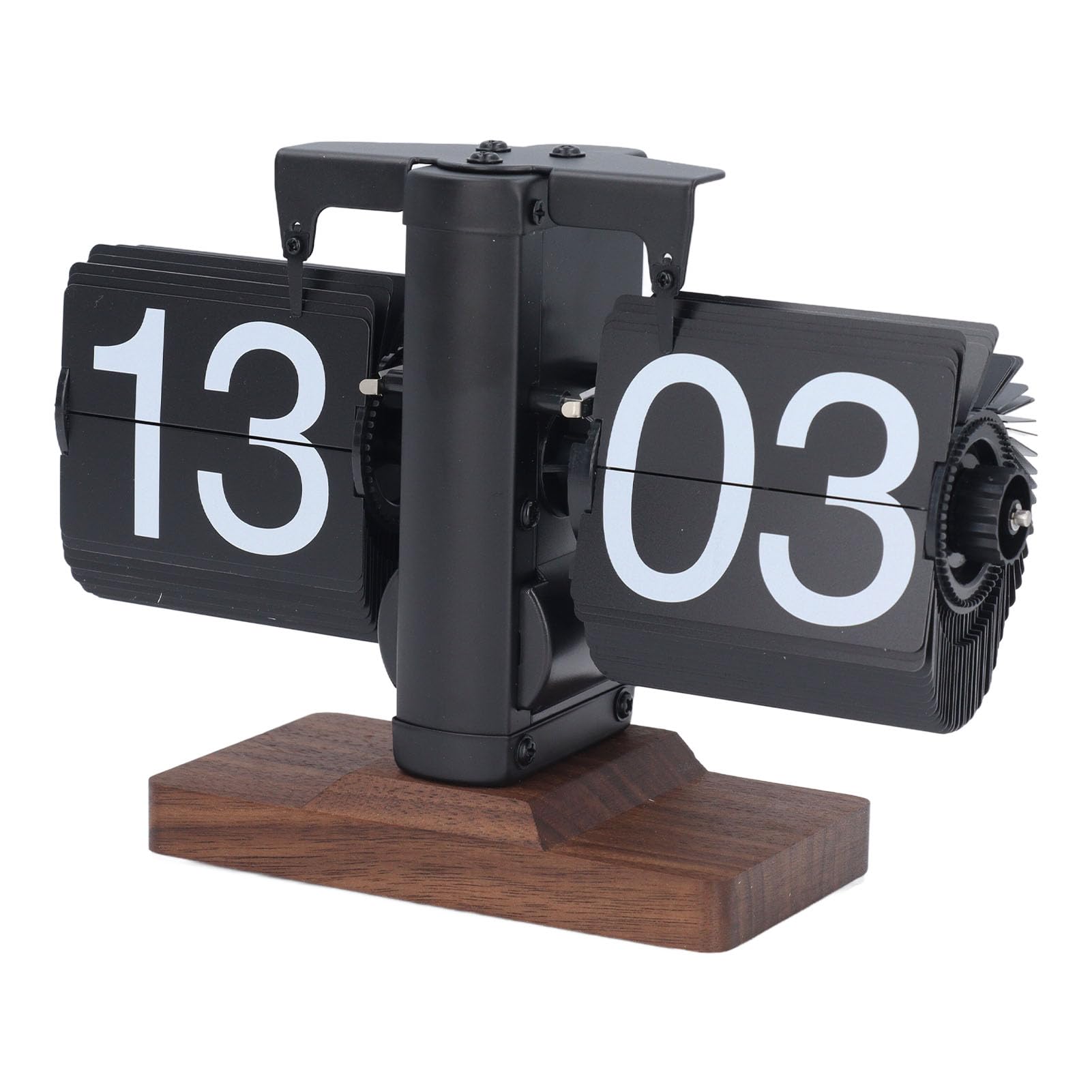 Vikye Horloge de Bureau à Rabat, Horloge de Bureau à Rabat Automatique Alimentée par Batterie Numérique Rétro 24 Heures, Horloge Mécanique à Engrenage Interne pour la (Page Noire de