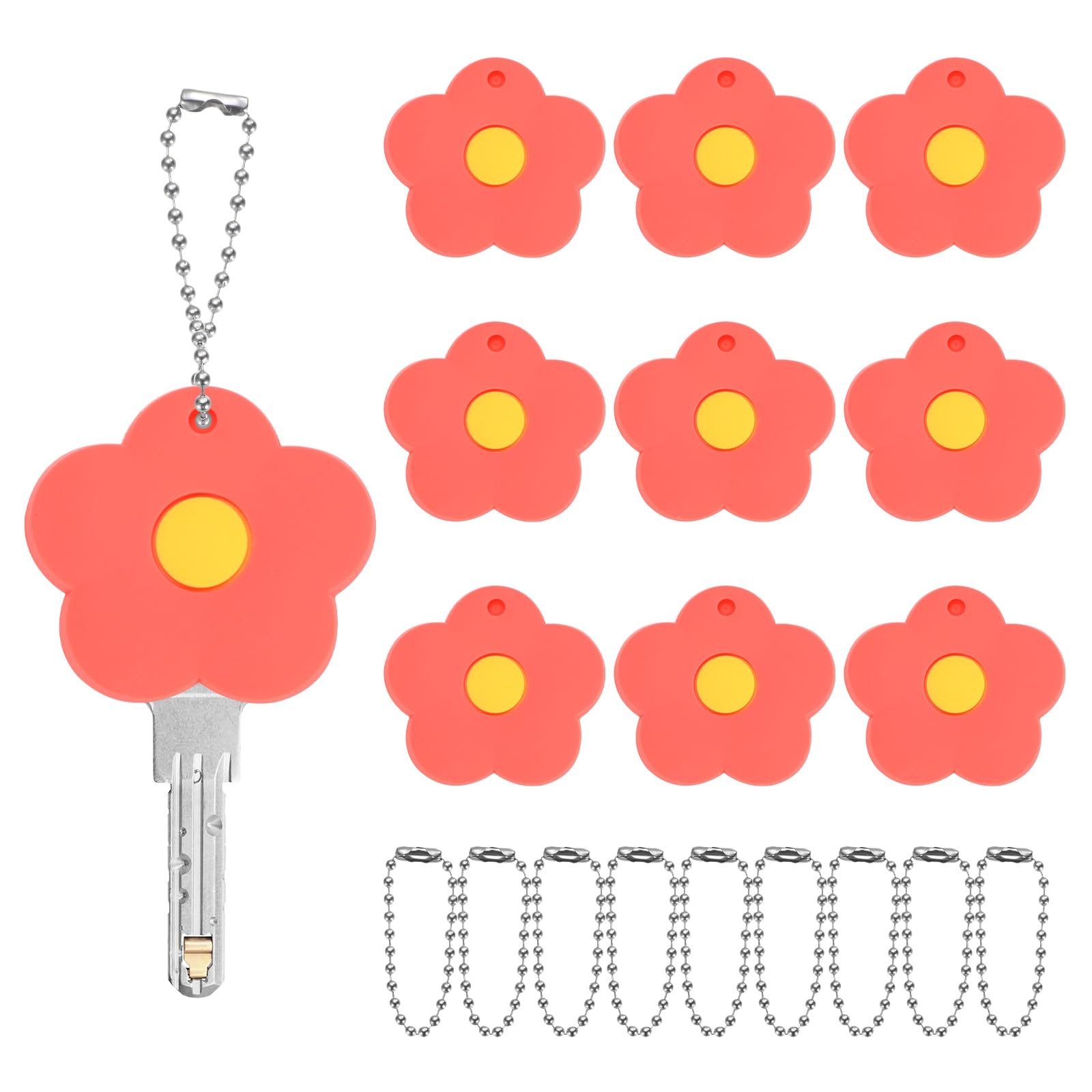 TIXIPEM 10Pcs Flower Key Covers Caps Silicone Orange