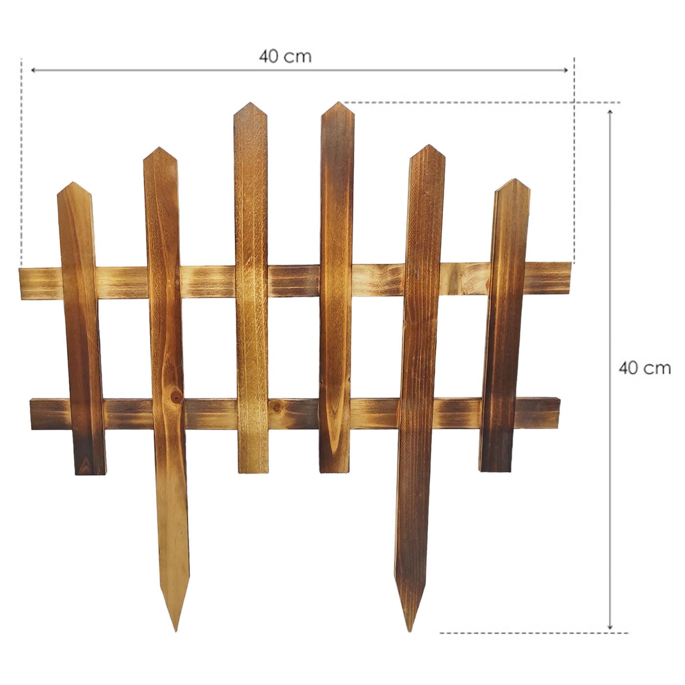 Acan Tradineur - Pack de 12 Vallas de Madera Decorativas de jardín, Borde para Plantas, Flores, Césped, decoración de Exterior (Marrón - 40 x 40 cm)