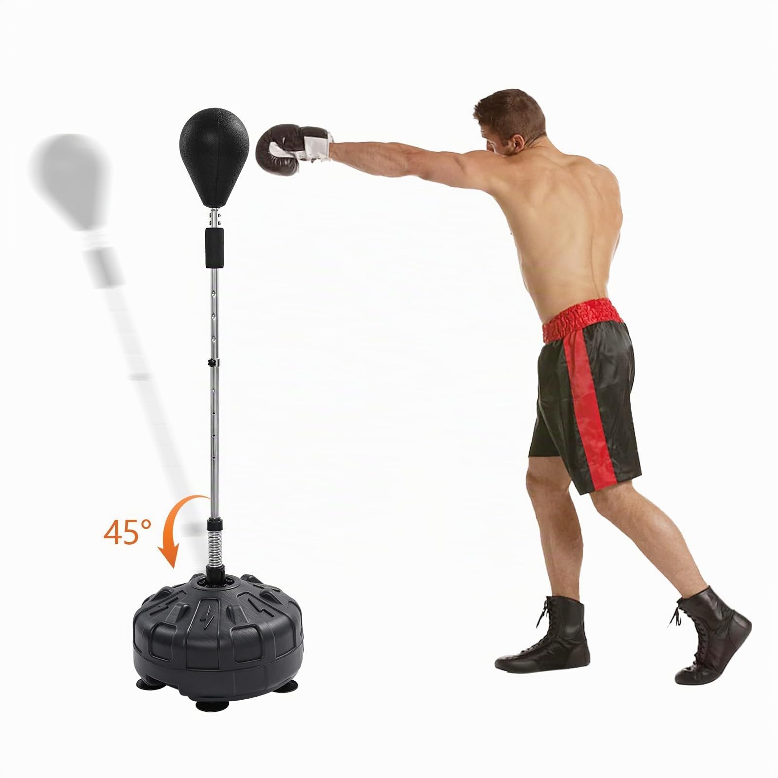 Sacco da boxe in piedi Punching Ball - Regolabile in altezza, supporto - Boxe training, arti marziali, fitness - per casa, palestra