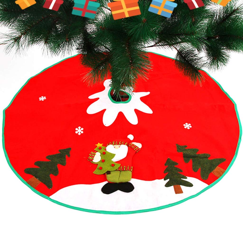 Gonna Per Albero Di Natale In Velluto Rosso E Oro 91 Cm - Morbida Pelliccia Sintetica, Decorazione Natalizia Lusso - 2