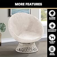 Vista 6 de PrinceDeco Funda redonda de terciopelo para silla Papasan (solo funda deslizante), funda de cojín para silla Papasan de alta elasticidad, protector