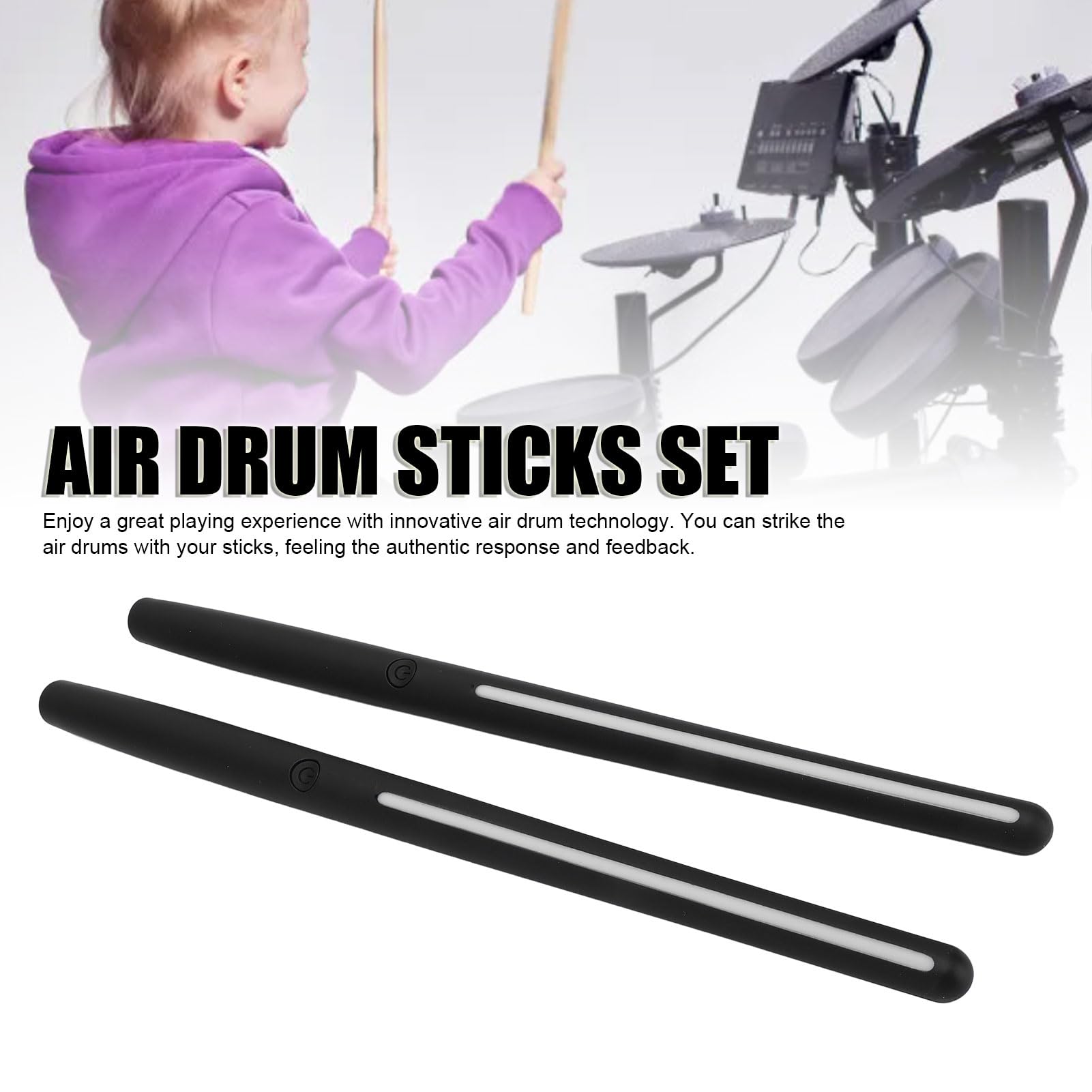 Generic Set di Batteria Ad Aria Set di Bacchette Ad Aria Elettroniche Virtuali Portatili per Batteria Jazz di Intrattenimento, Artigianato Squisito, per Appassionati di Musica, Materiale Plastico