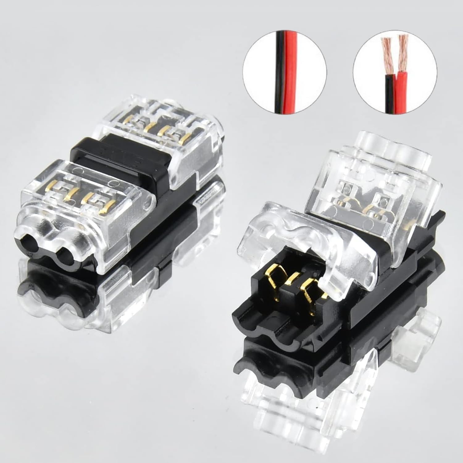 Flintronic 10 PCS Wire Connectors, Low Voltage H Tap Connectors, 2 Pin 2 Way Quick Splice Wire Connectors, Wiring Branch Connector, Without Stripping, For 18-22 AWG, LED Strip, Audio, Vehicles