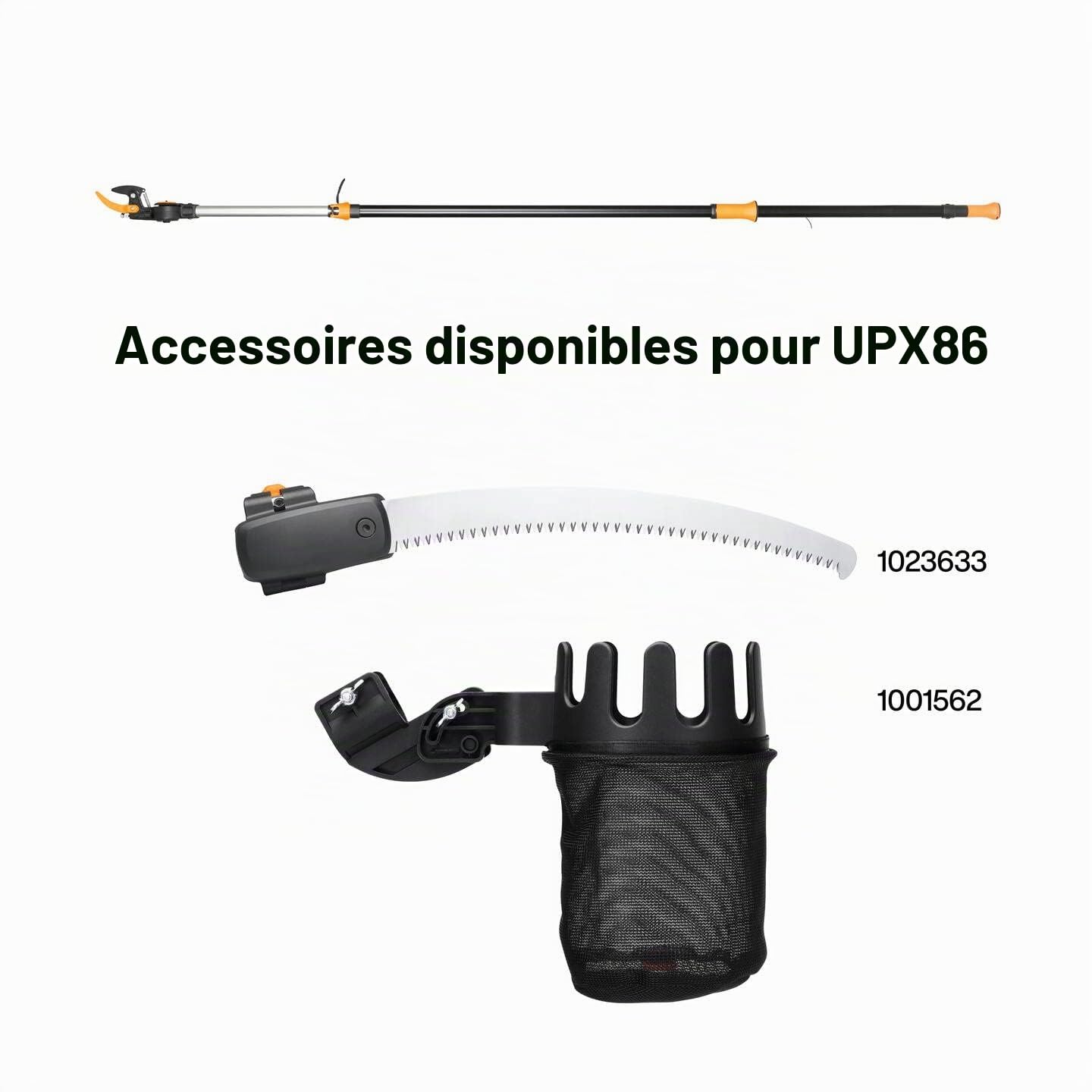 Fiskars Coupe-Branches Multifonctions Télescopique, pour Bois vert et Rameaux, Revêtement antiadhésif, Lame en acier/manche en aluminium, longueur 2,4 - 4 m, noir/orange, UPX86, 1023624