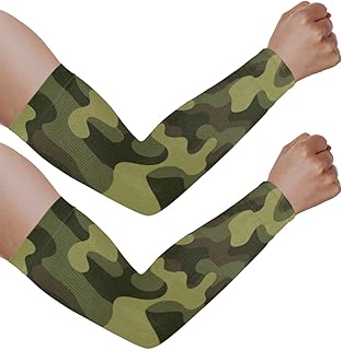 Mangas de braço com proteção solar UV para homens e mulheres, mangas verdes exército protegem os braços esportes mangas de braço proteção solar mangas de braço capa protetora UV, Camuflagem