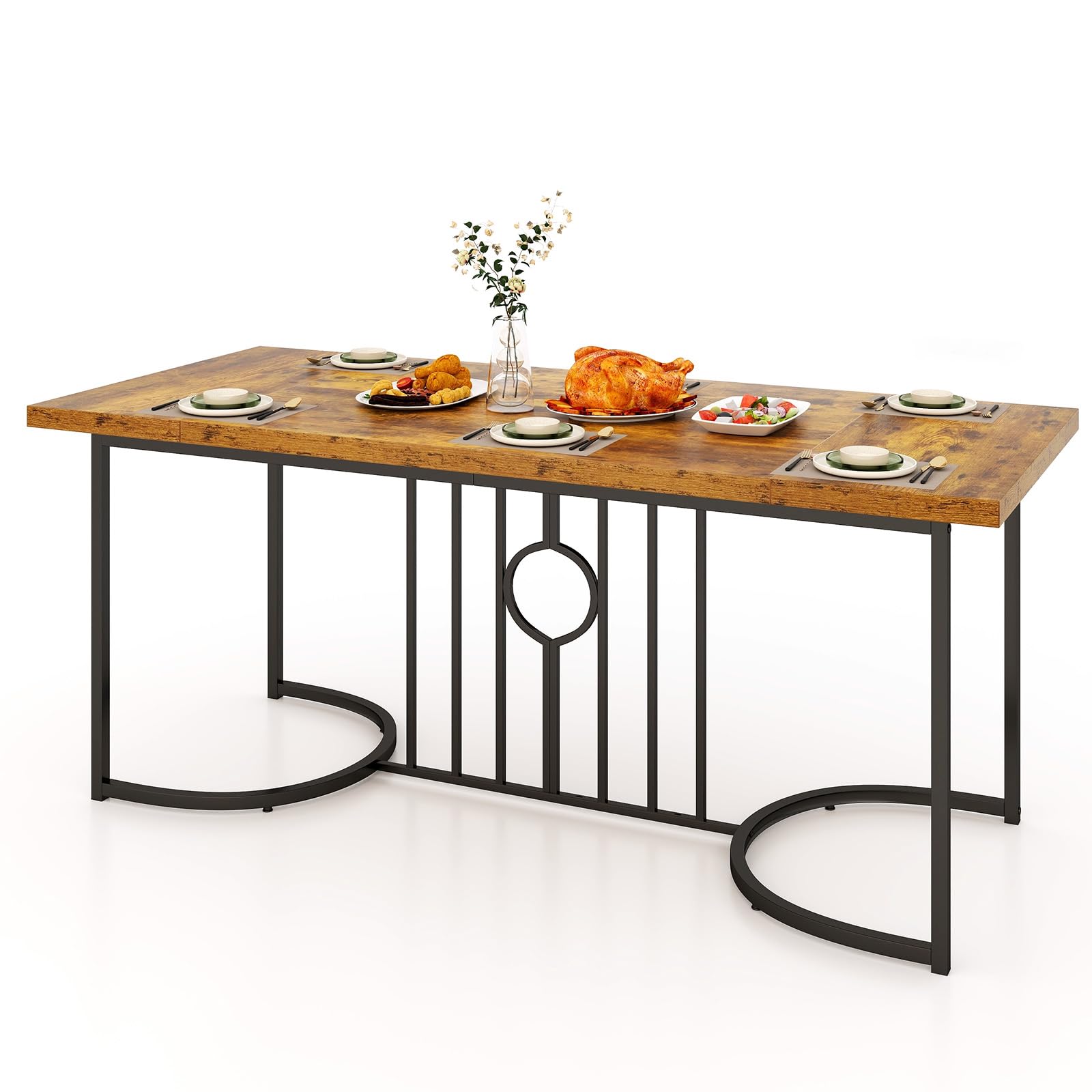 Costway 180cm Large Dining Table For People Industrial