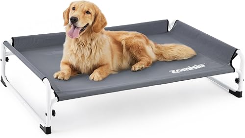 Cama elevada para perro con reposacabezas, marco de cama elevado para perros extra resistente para mascotas grandes, montaje sin herramientas,