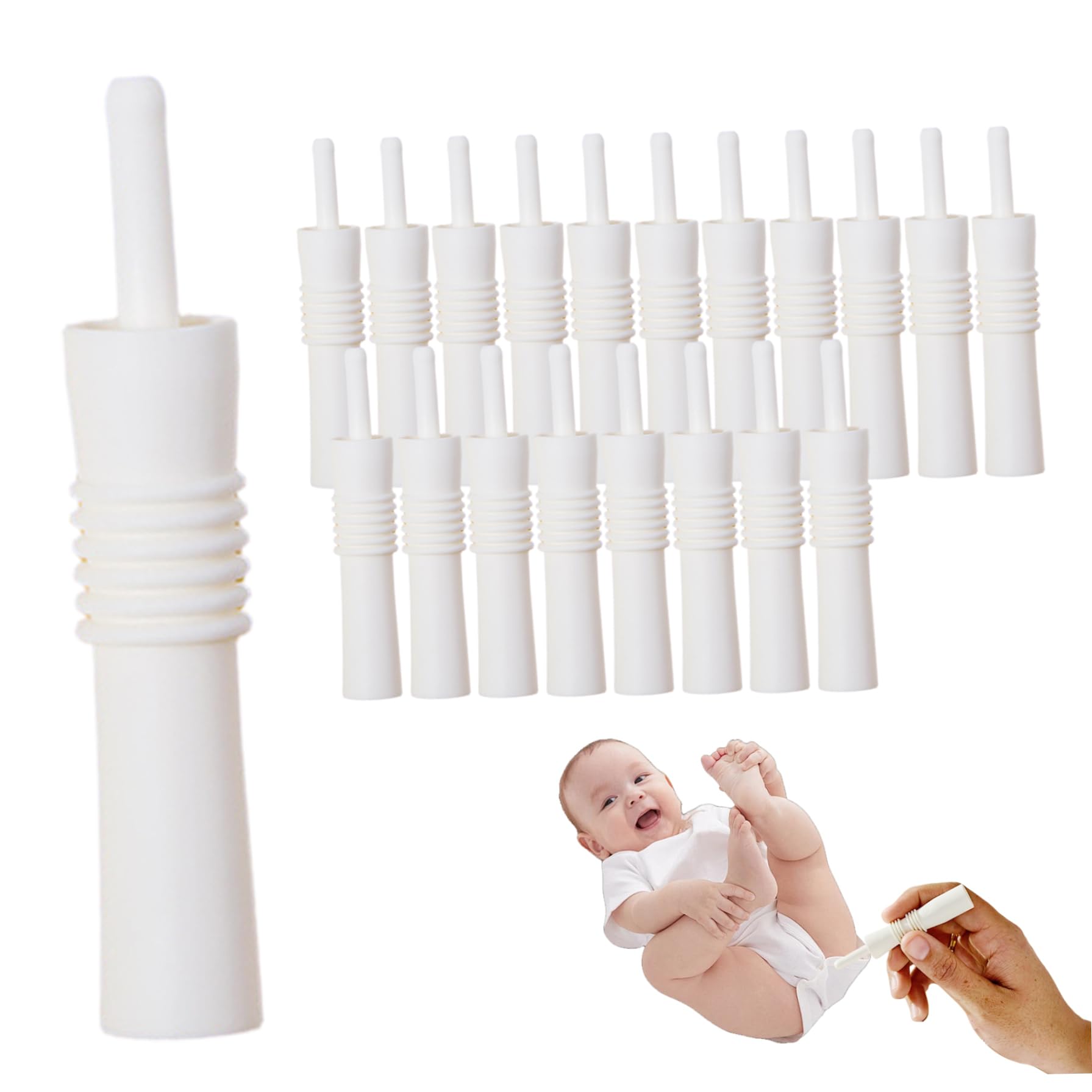 20 piezas alivio de gases para bebés, alivio de cólicos y gases para bebés con agarre antideslizante, tapón antisobreinserción, seguro y eficaz para niños de 0 a 3 años |