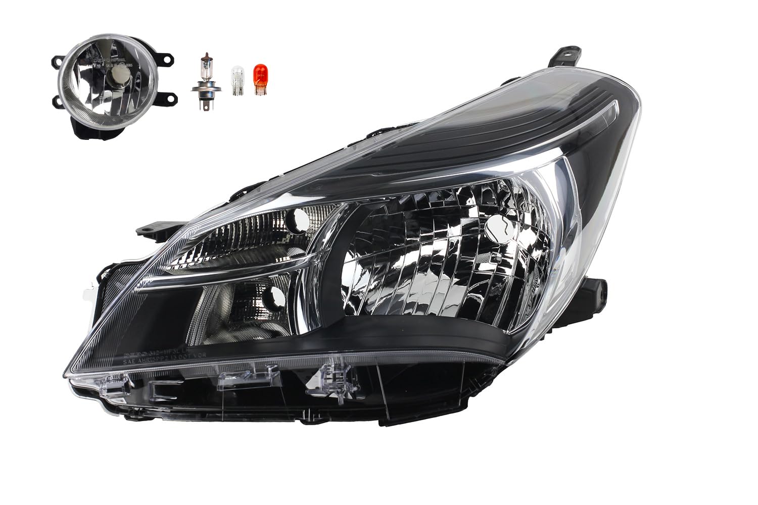 Johns, Faro halógeno delantero apto para Toyota Yaris XP13 08/2014-03/17 H4 izquierda + faros antiniebla + bombilla