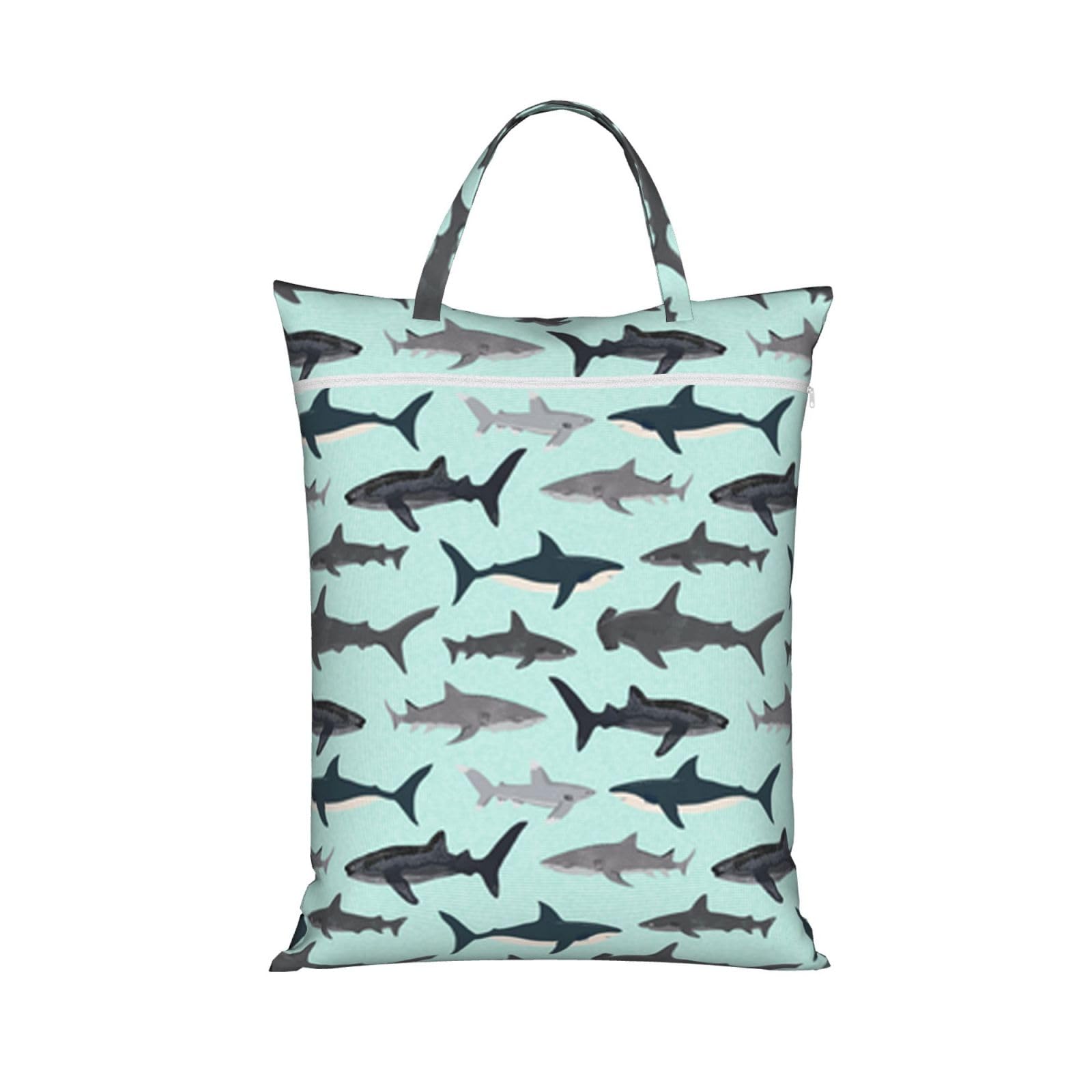 YFSGDLBN Shark printed Travel dirty laundry bag clothes pack Storage Basket Bag