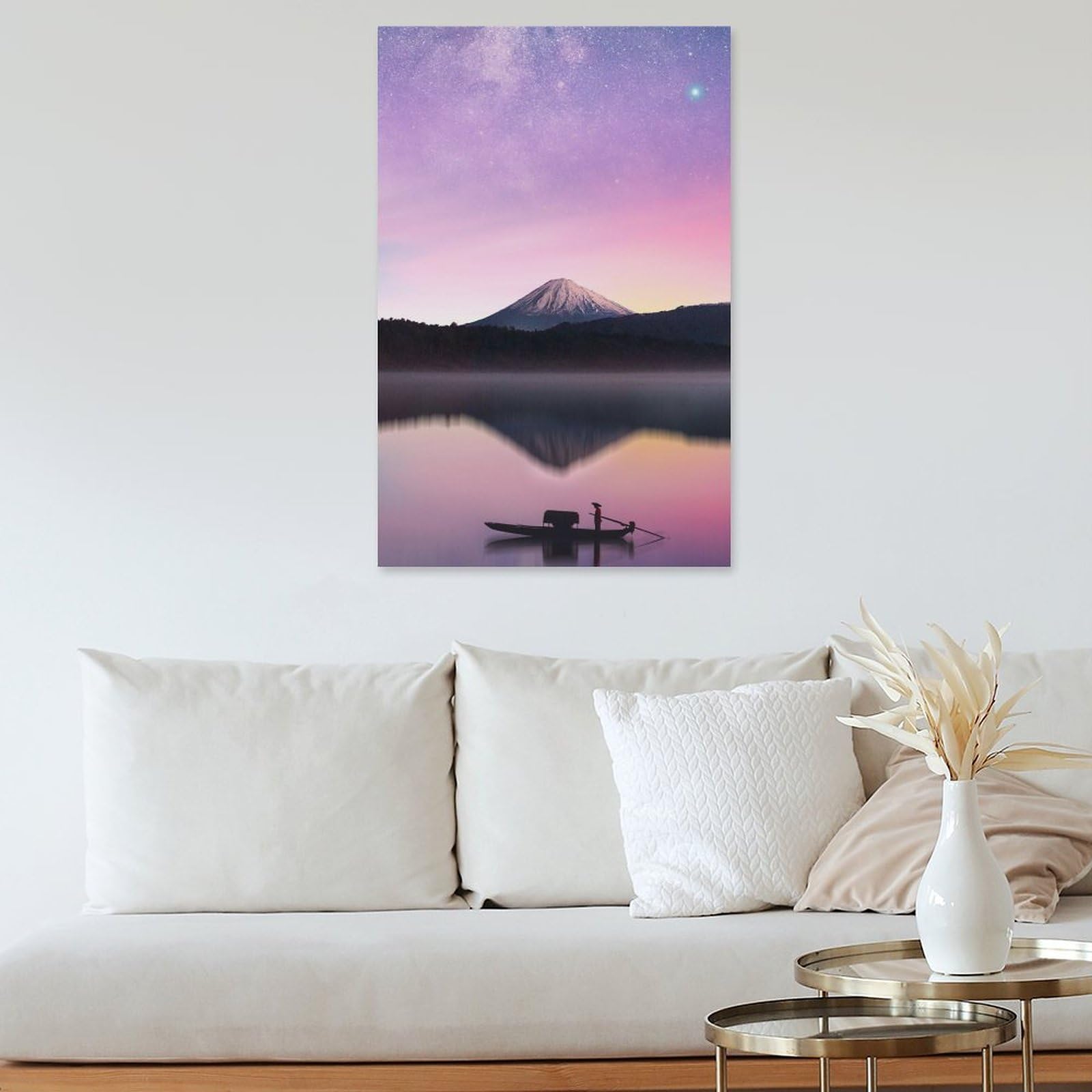 Amazon.co.jp: 絵画 富士山の日の出と夜空の眺めインテリア 絵画 日本