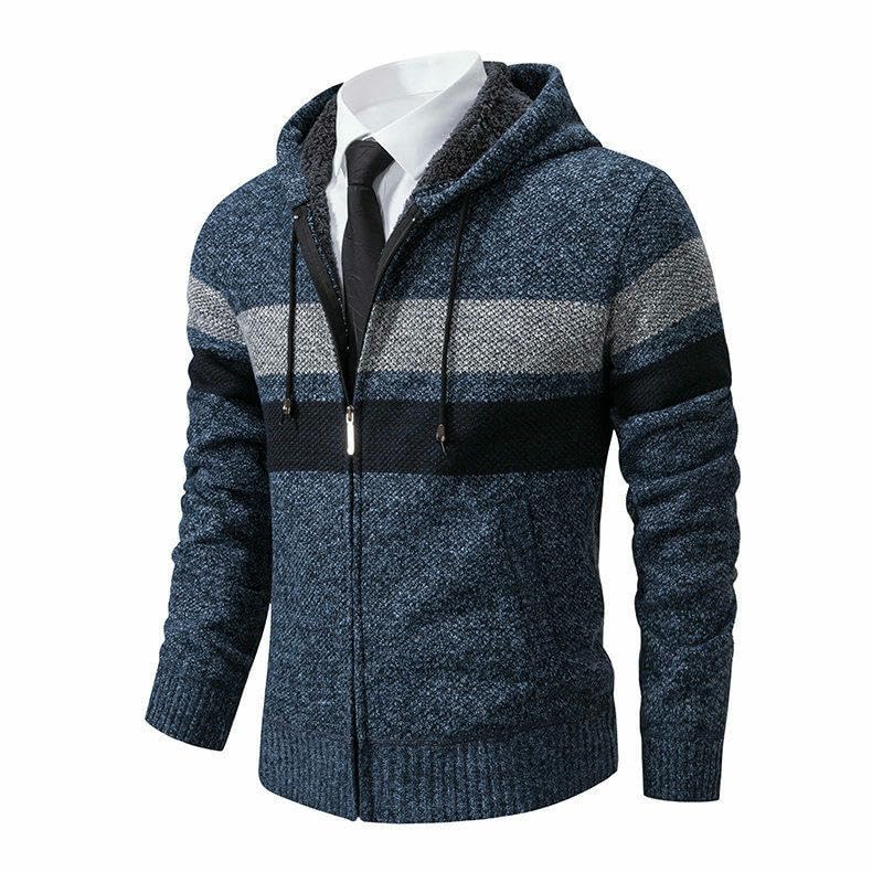 Suéter de punto con capucha que combate el frío con estilo casual 6