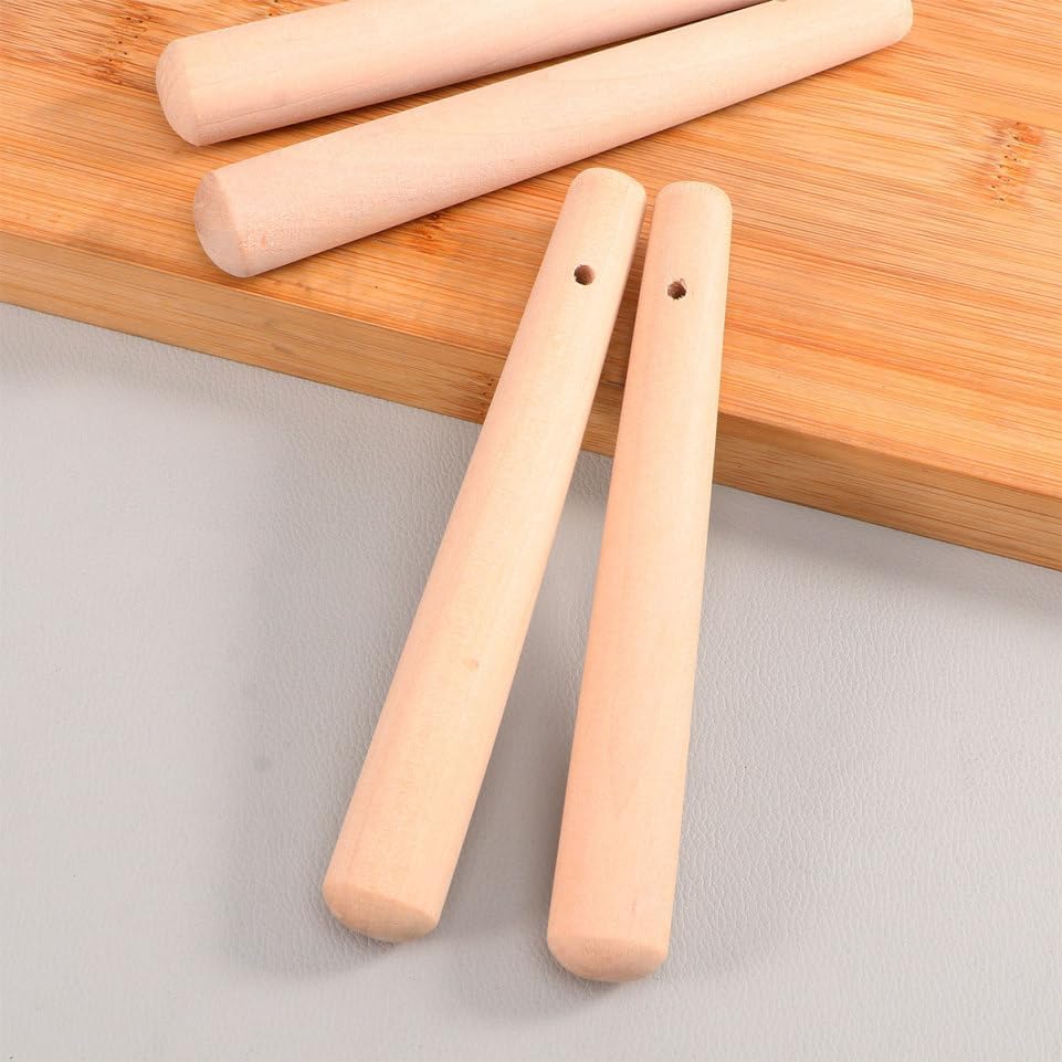 SUPVOX 4pcs Wooden Food Muddler Sticks Boys and Girls Wood Pestle Ergonomic Design for Toddlers Safe and Grinding Rod