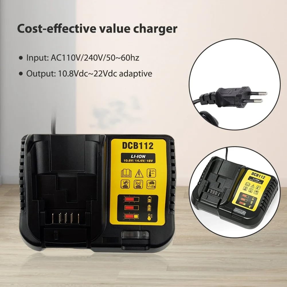 Cargador de batería de Iones de Litio de Repuesto para De-WA-t Accesorios electrónicos de Consumo DCB112 DCB105 DCB015 10.8V 14.4V 18V o (DCB112)
