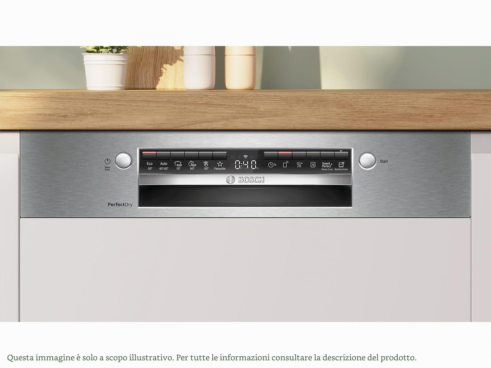 Bosch Elettrodomestici SMI6YCS02E, Serie 6, Lavastoviglie da incasso con frontalino, Asciugatura impeccabile e consumi ridotti, Home Connect, Diagnostica da remoto, 60 cm, Acciaio