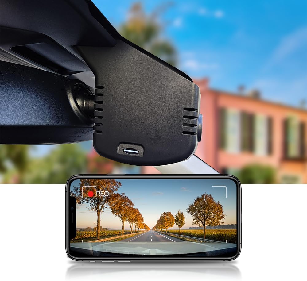 Fitcamx 4K Dash Cam Compatible with Volkswagen Tiguan 2024-2026 MK3 (Grey), Integrated OEM Look, 2160P UHD Video, WiFi & APP, Loop Recording, Parking Sensor, Night Vision, Easy to Use, 64GB Card