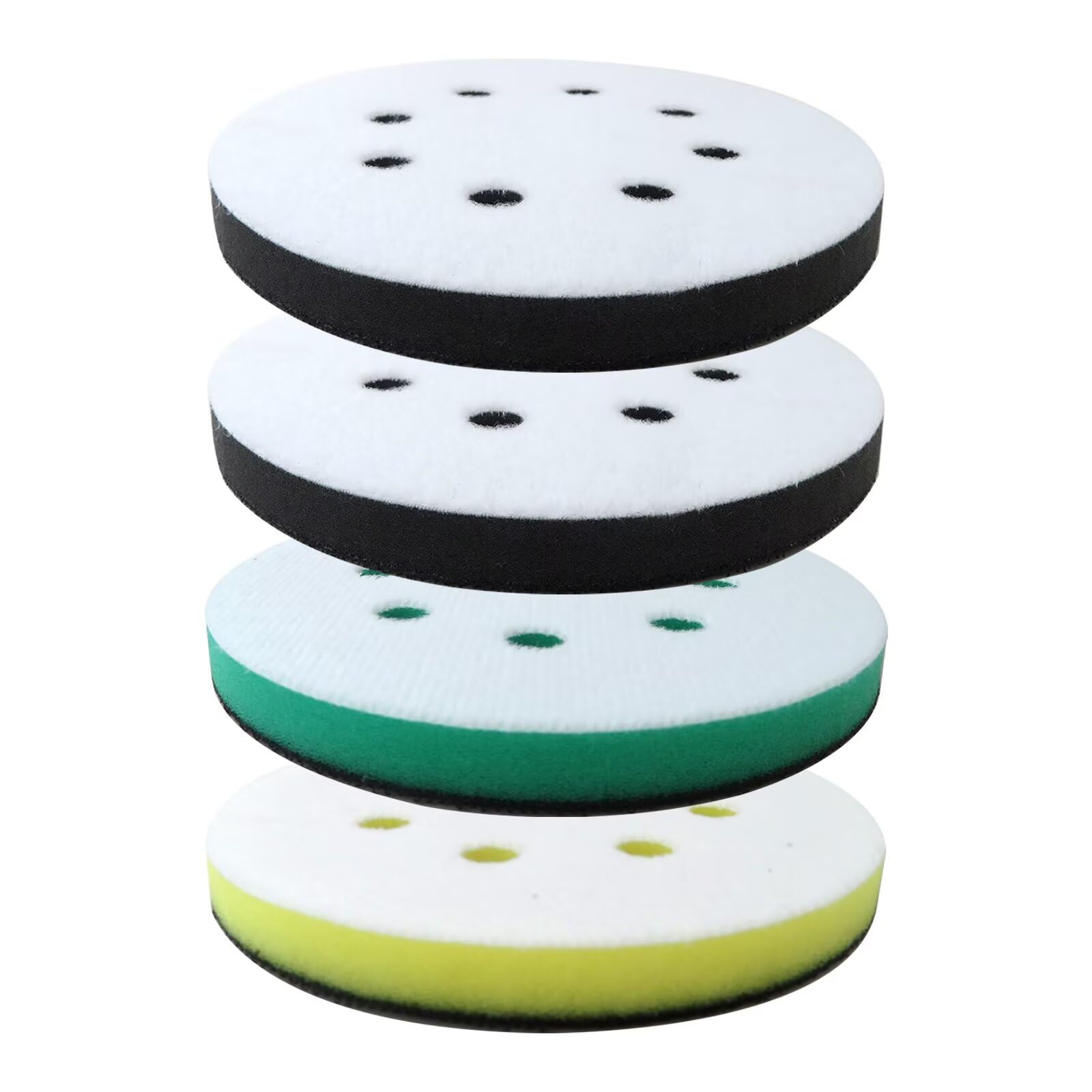 Multifunctional Soft Foam Backing Pad Replacement Kit Fits for 5 inch Orbital Sander, Soft Density Interface Pad with 8 Hole, Foam Sanding Pads Hook and Loop