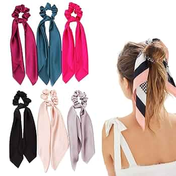 Amazon.com : Silk Satin Hair Scrunchies, Hair Scarf with Bow