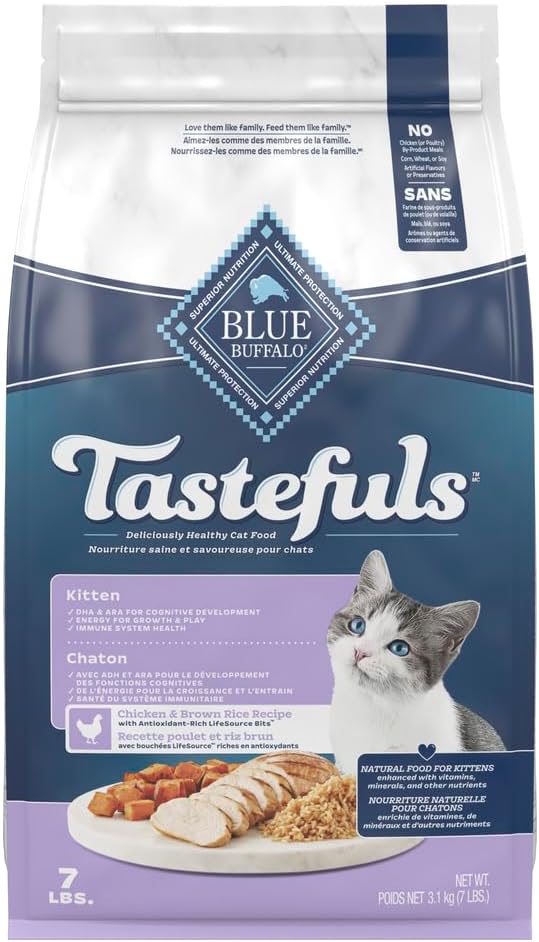 Blue Buffalo Healthy Growth Natural Kitten Dry Cat Food, Chicken and Brown Rice 3.1kg Bag