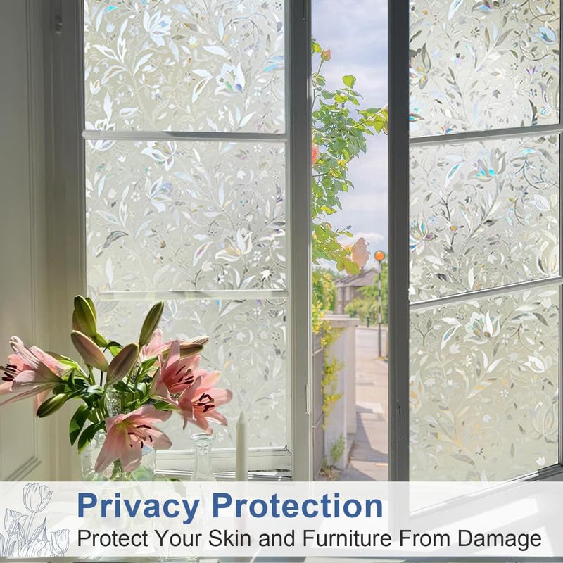 Image of 3D Decorative Glass Film Window Film for Glass Film for Windows Privacy - Flower 3D |16 X 48 Inchs