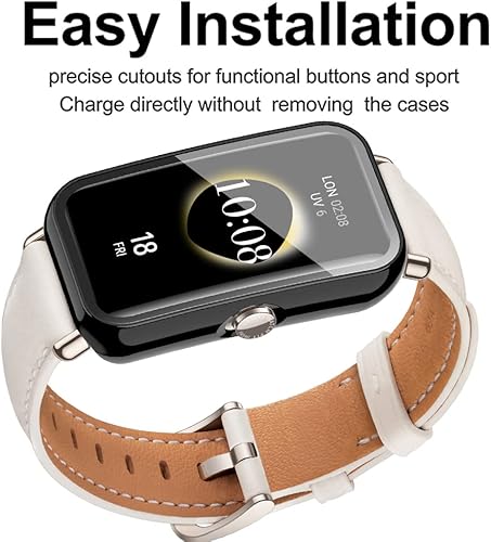 Miniatura 2 de Paquete de 2 Funda con protector de pantalla de vidrio templado compatible con Huawei Watch Fit Mini, dureza 9H de 360, funda protectora ultrafina