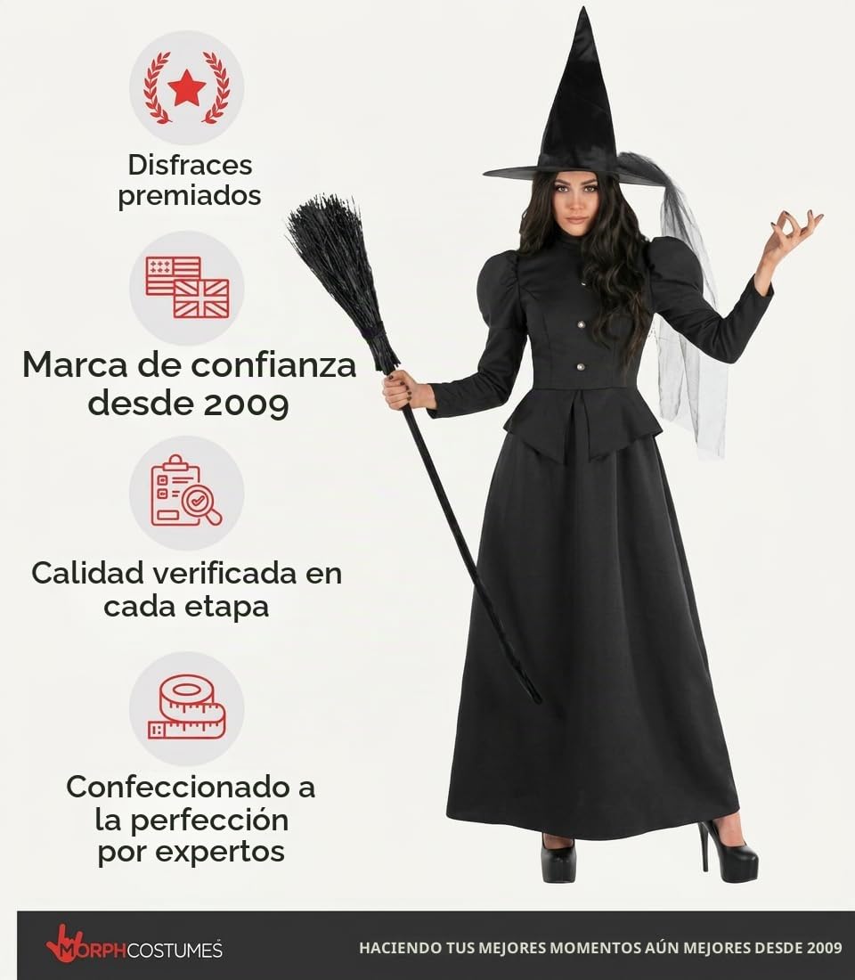 Morph Disfraz Bruja Mujer, Disfraces Halloween Brujas, Traje de Bruja Malvada, Disfraz Halloween para Mujer