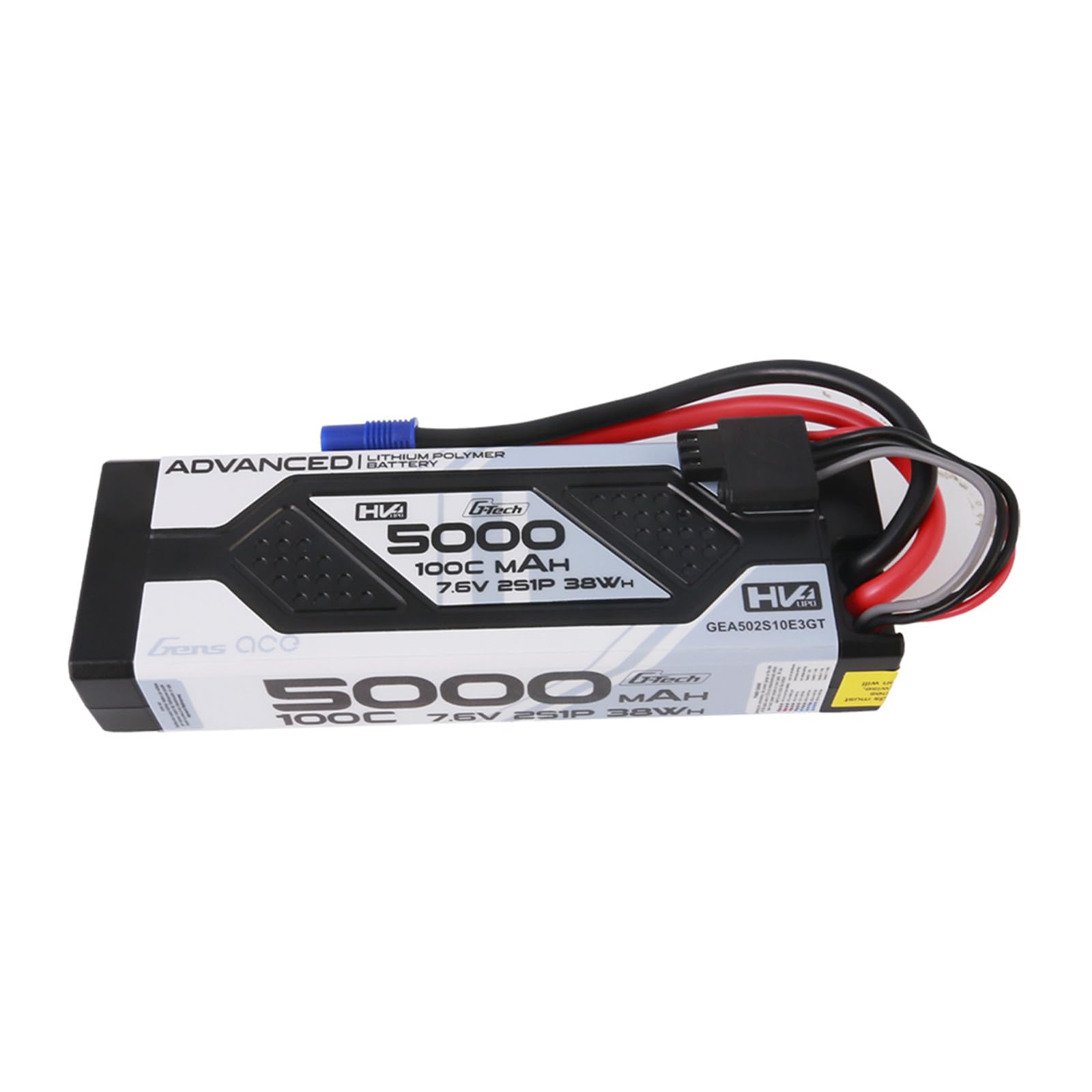 Gens ace G-Tech High Voltage 7.6V 5000mAh 100C 2S Lipo Battery HardCase with EC3 Plug
