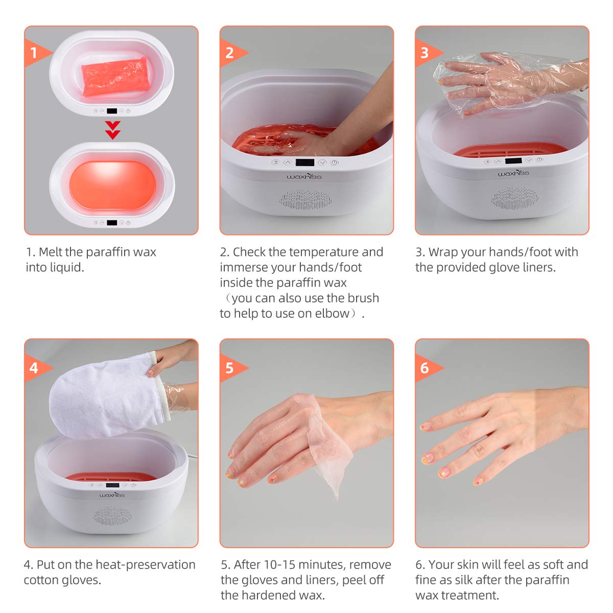 Paraffin Wax Machine for Hand and Feet with 2lbs Pech Wax, Paraffin Hand Wax Machine 3000ml Paraffin Wax Warmer Moisturizing Kit, Hot Wax Paraffin Foot Bath, Paraffin Spa Therapy Bath for Arthritis